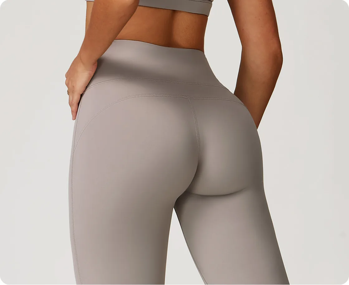 YGCK2020-1 flax beige pants curved back seam
