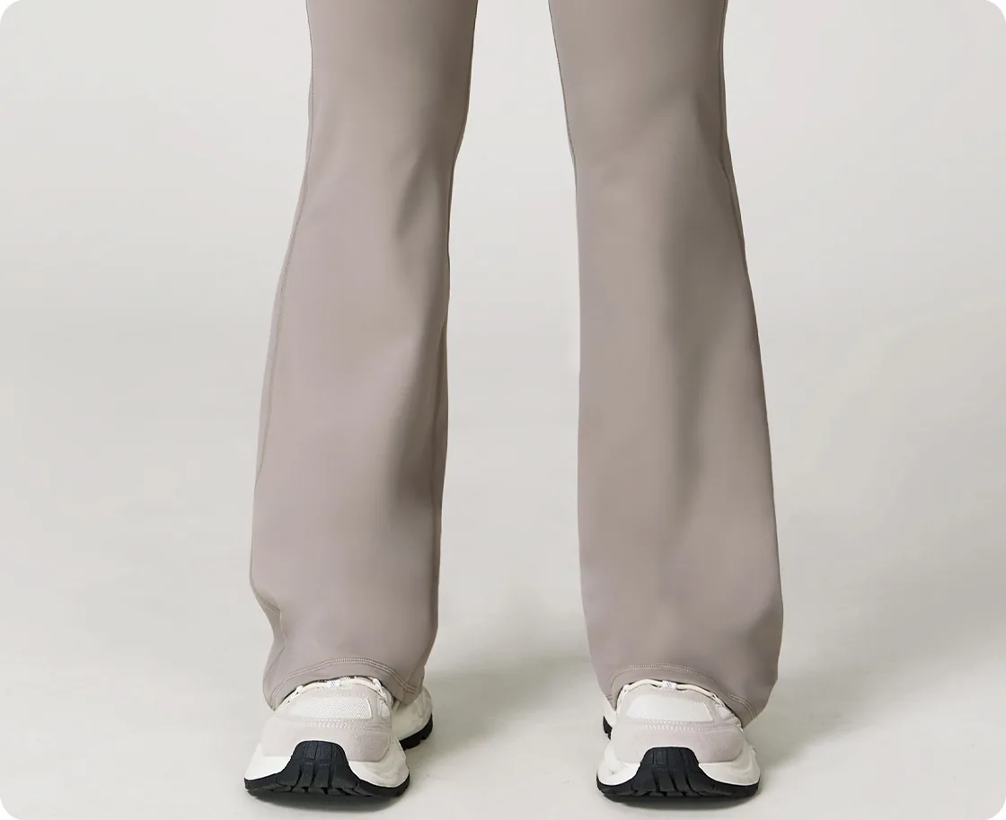 YGCK2020-1 flax beige pants flared hem