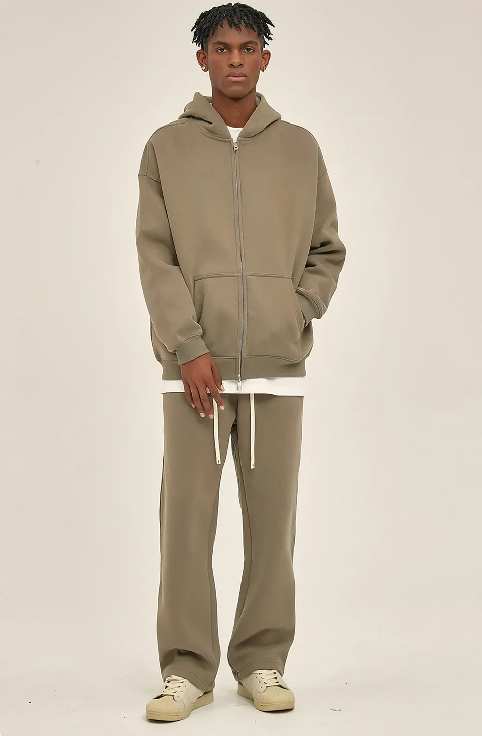 Zip-hoodie trouser set — Set reference · Olive
