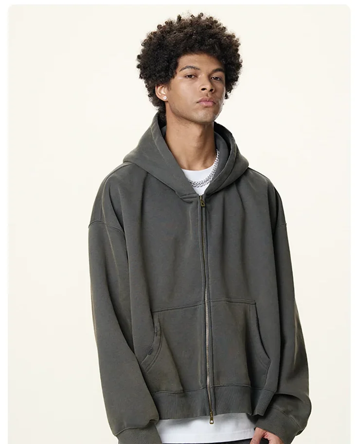 Relaxed zip hoodie — Hood & fit reference