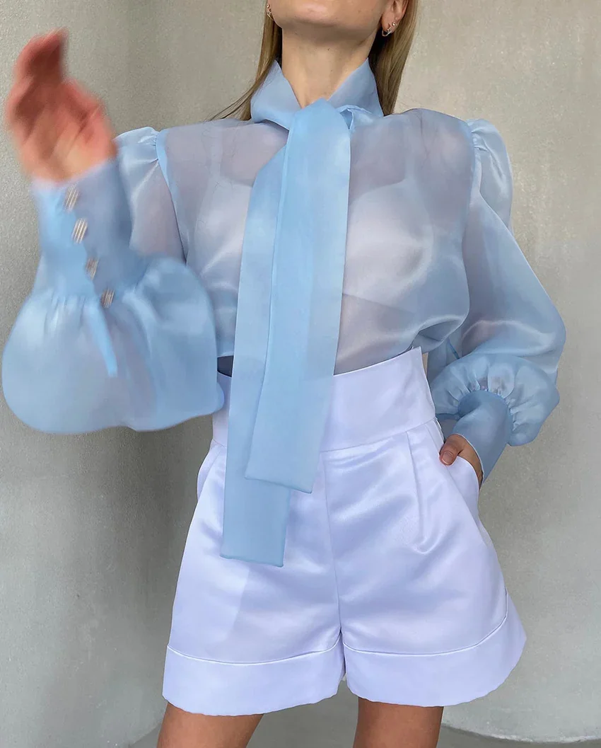 Bow-neck blouse — Sleeve & neckline