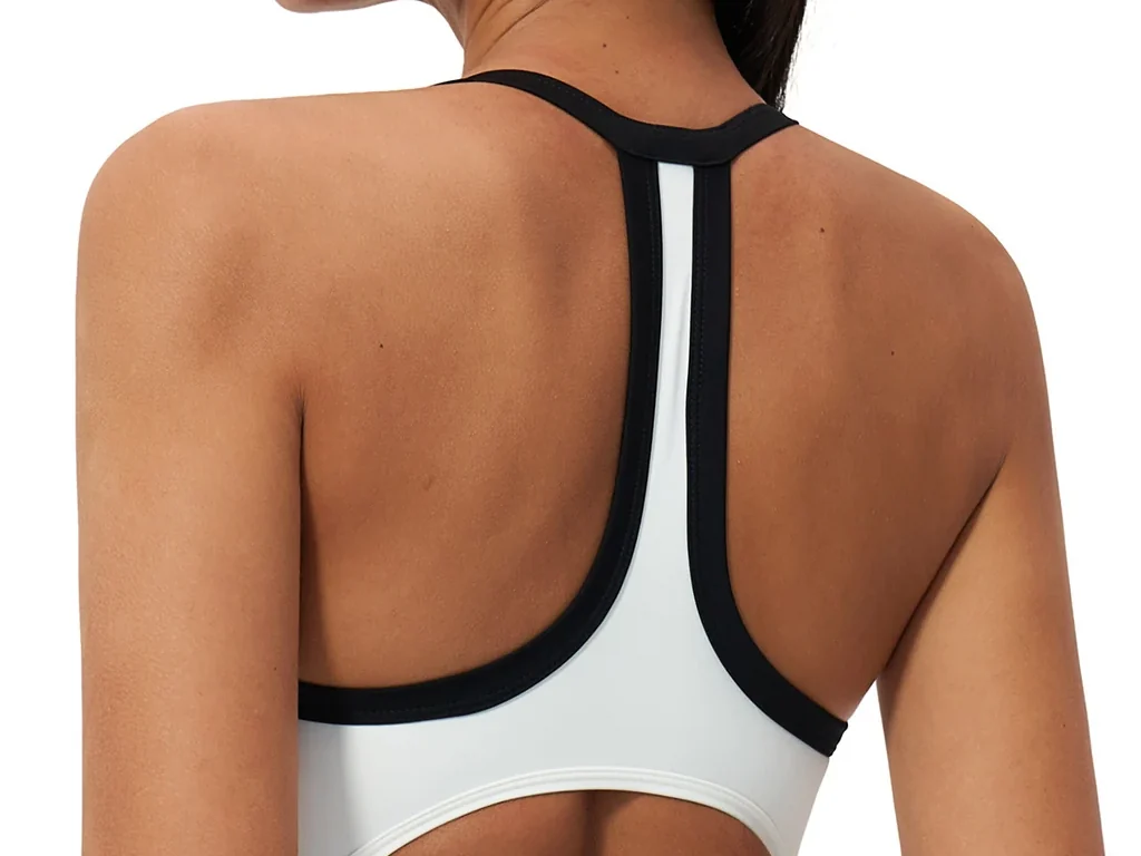 Racerback active dress — Back detail · White / black