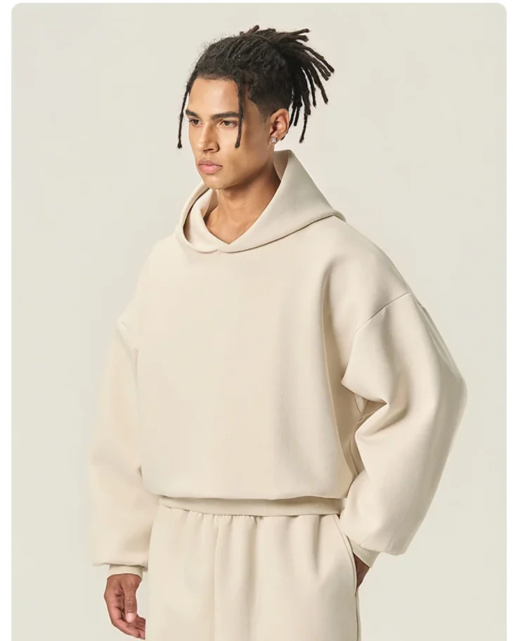 Boxy pullover hoodie — Front reference · Ivory