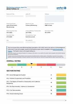 Small privacy-protected preview of a BSCI audit report; identifying factory details are masked.