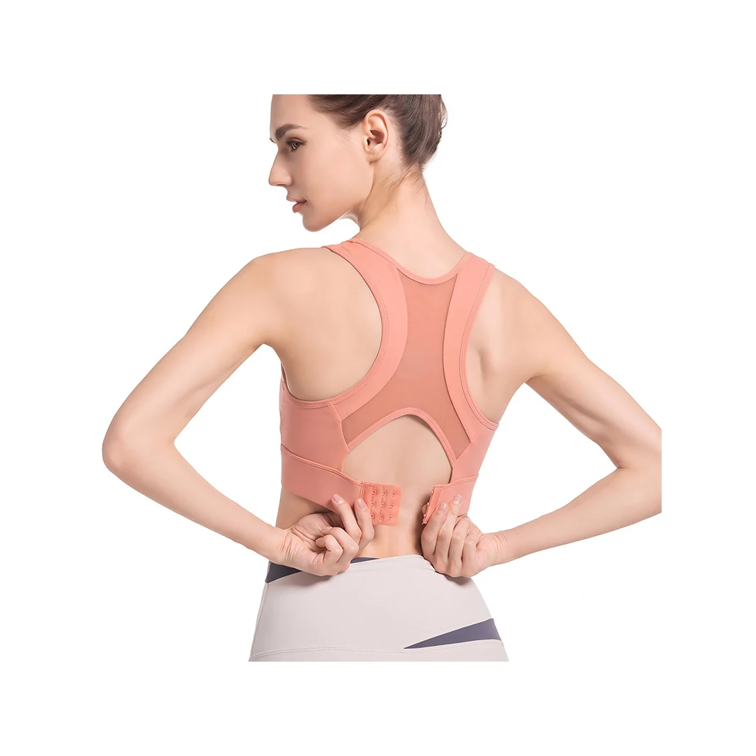 YEEGEM YG2746 adjustable racerback running bra, salmon back