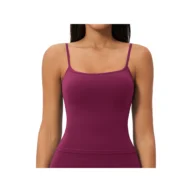 YEEGEM YGBX2551 slim-strap fitted yoga tank, berry — color reference