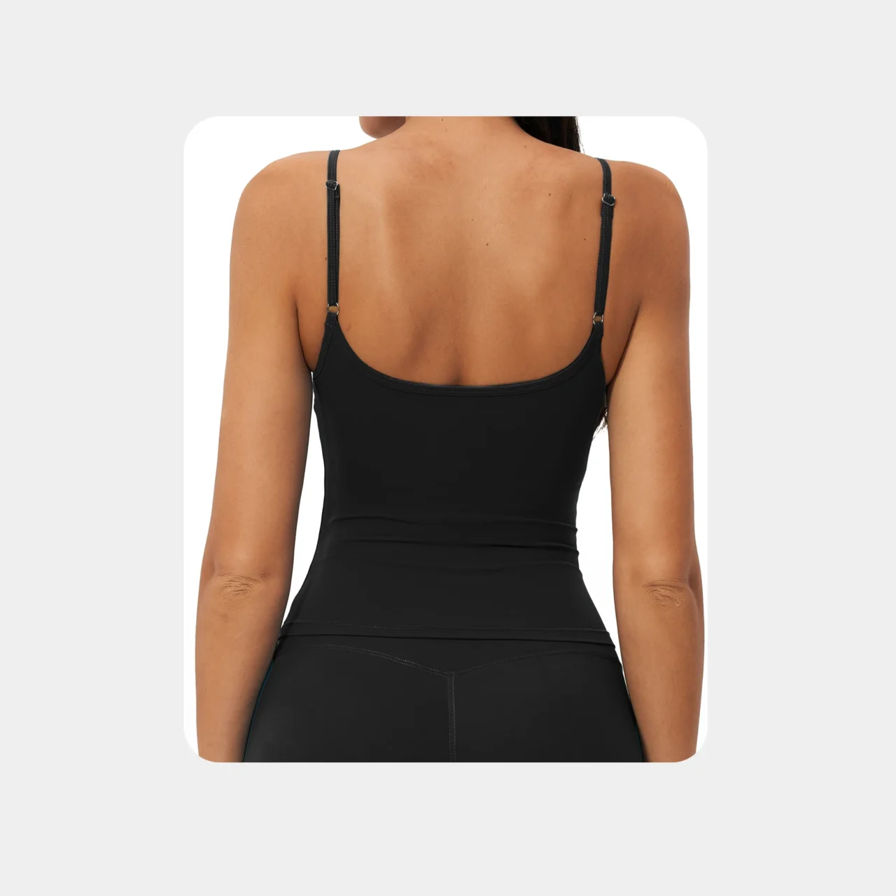YEEGEM YGBX2551 slim-strap fitted yoga tank, black — back