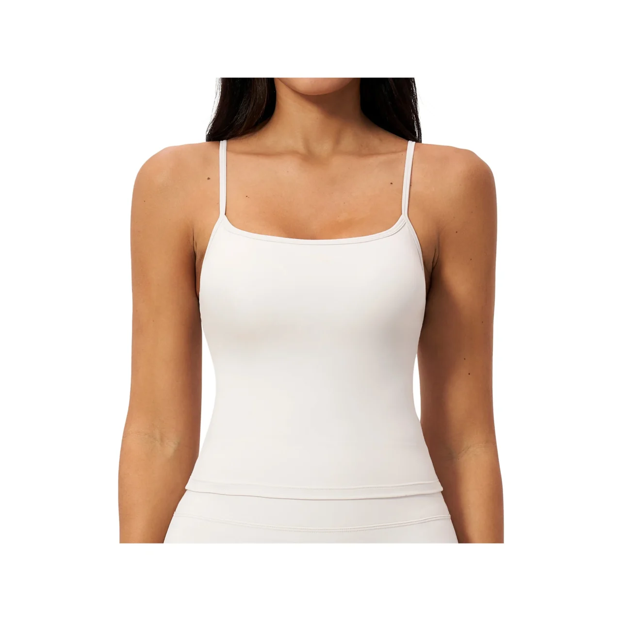 YEEGEM YGBX2551 slim-strap fitted yoga tank, ivory — front