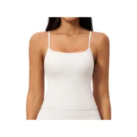 YEEGEM YGBX2551 slim-strap fitted yoga tank, ivory — color reference