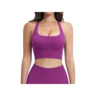 YEEGEM YGBX5518-1 longline racerback active bra, berry front