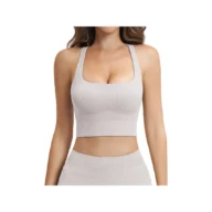 YEEGEM YGBX5518-1 longline racerback active bra, ivory front