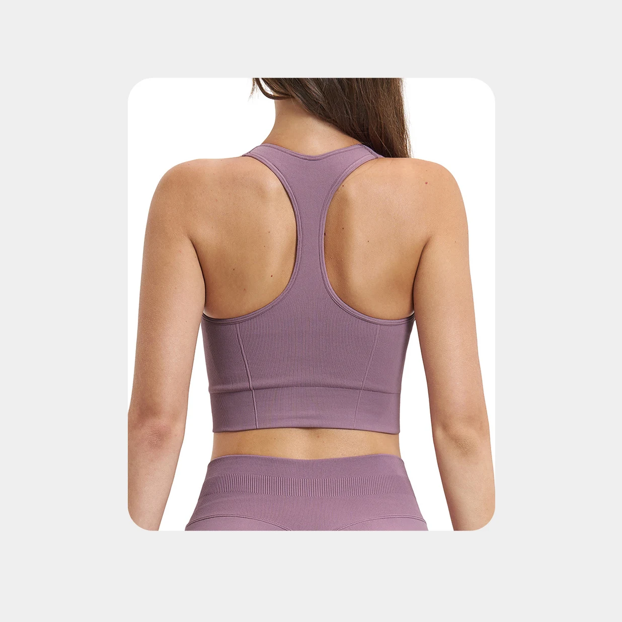 YEEGEM YGBX5518-1 longline racerback active bra, lilac back