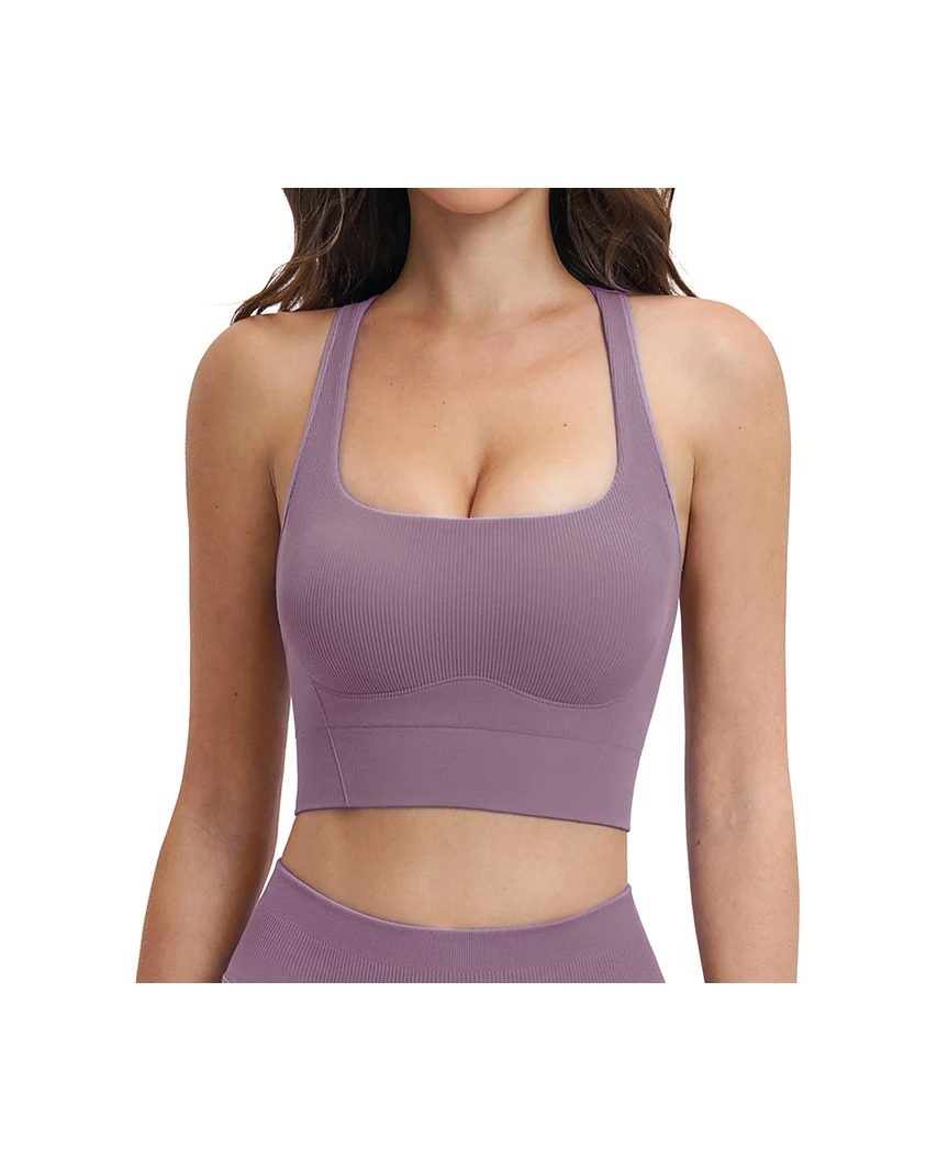 YEEGEM YGBX5518-1 longline racerback active bra, lilac front