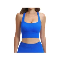 YEEGEM YGBX5518-1 longline racerback active bra, royal blue front