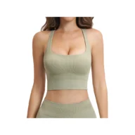 YEEGEM YGBX5518-1 longline racerback active bra, sage front