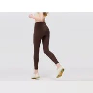 YEEGEM YGCK16 supportive high-waist training leggings, brown back angled view