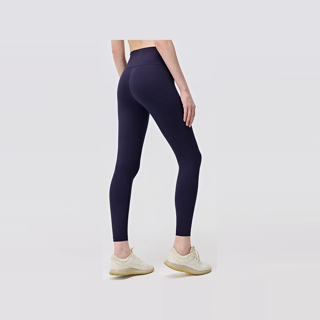 YEEGEM YGCK16 supportive high-waist training leggings, deep purple back angled view