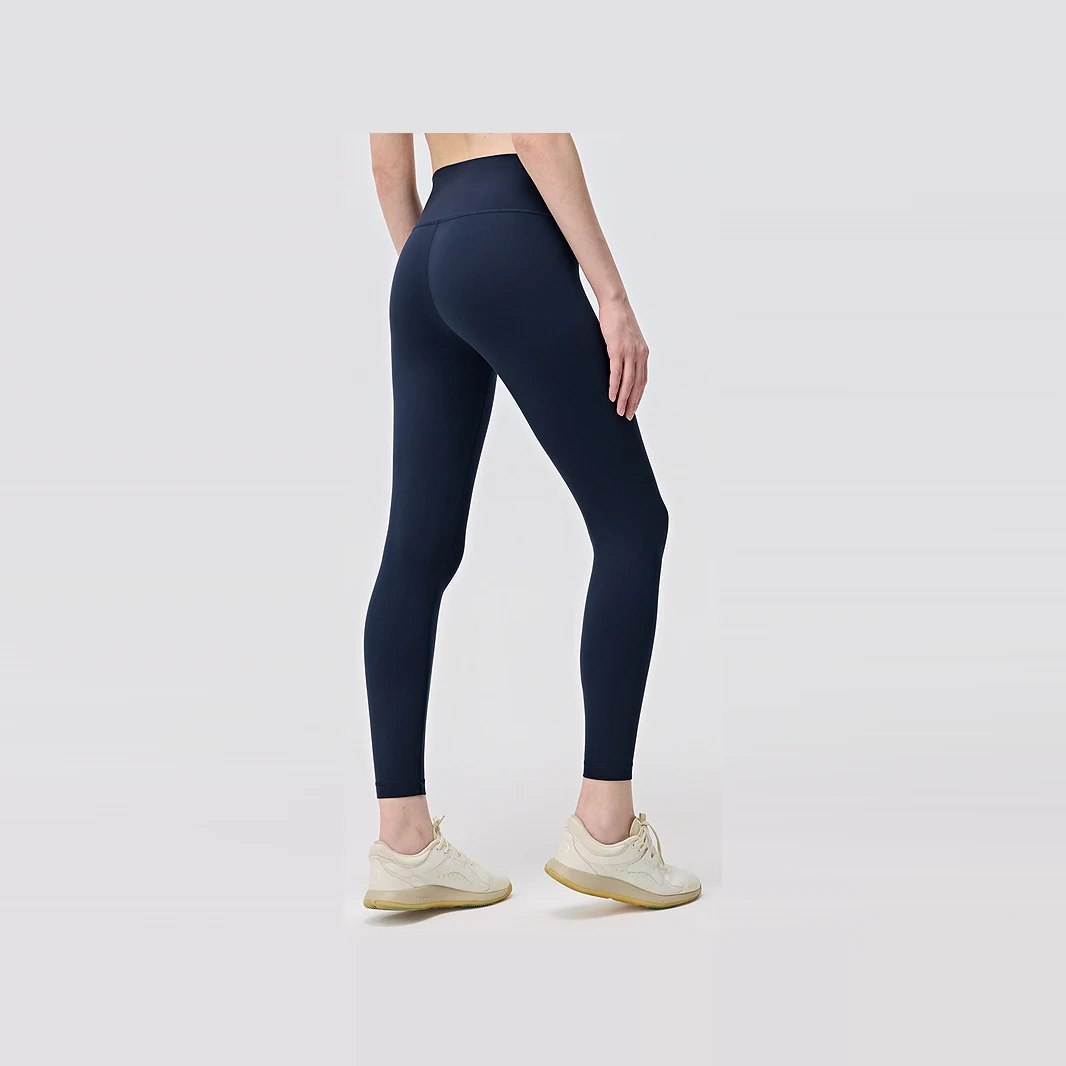 YEEGEM YGCK16 supportive high-waist training leggings, navy back angled view
