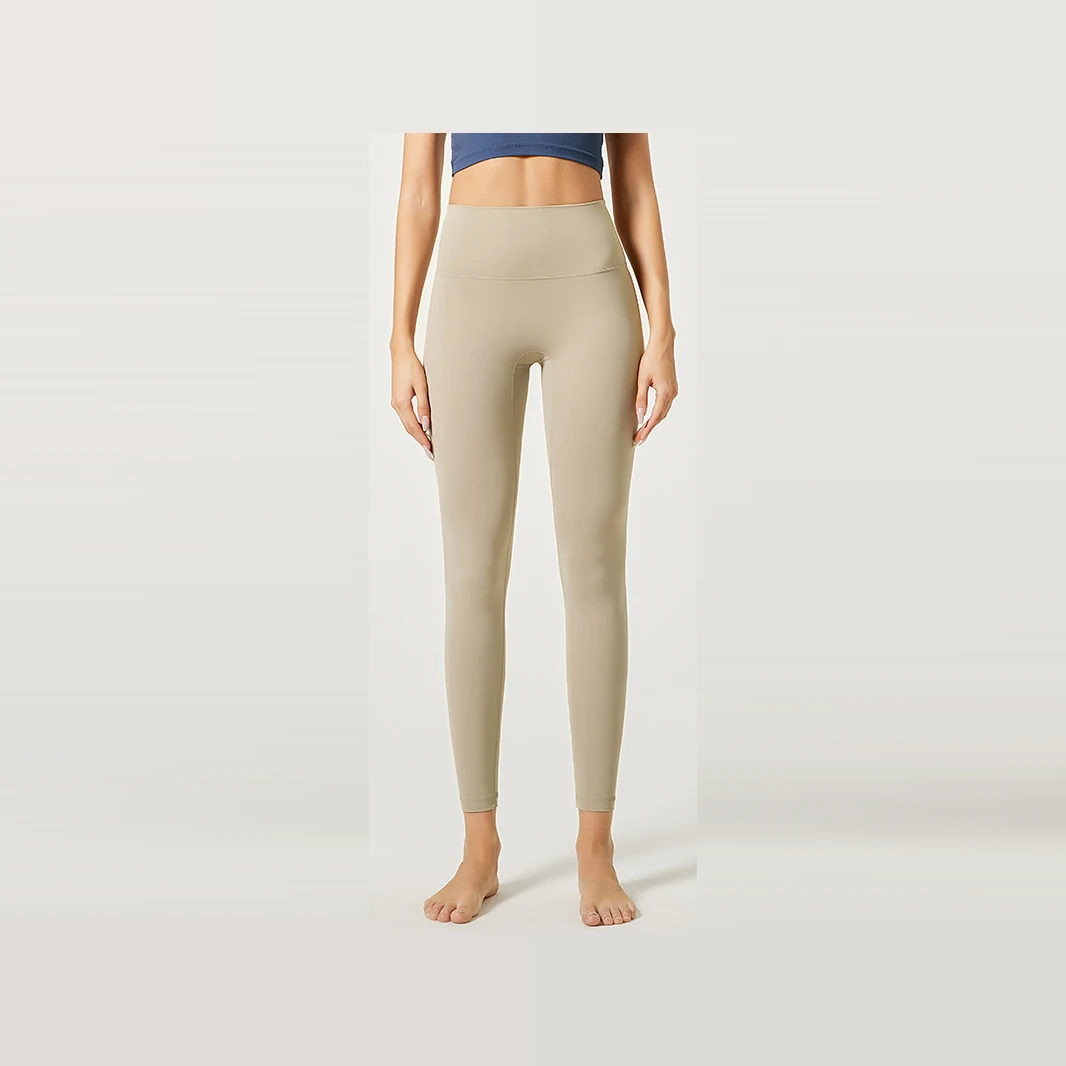YEEGEM YGCK219 soft-touch high-waist yoga leggings, beige front