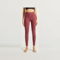 YEEGEM YGCK219 soft-touch high-waist yoga leggings, berry front