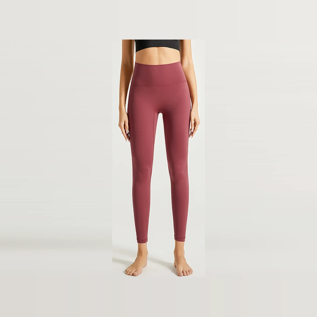 YEEGEM YGCK219 soft-touch high-waist yoga leggings, berry front