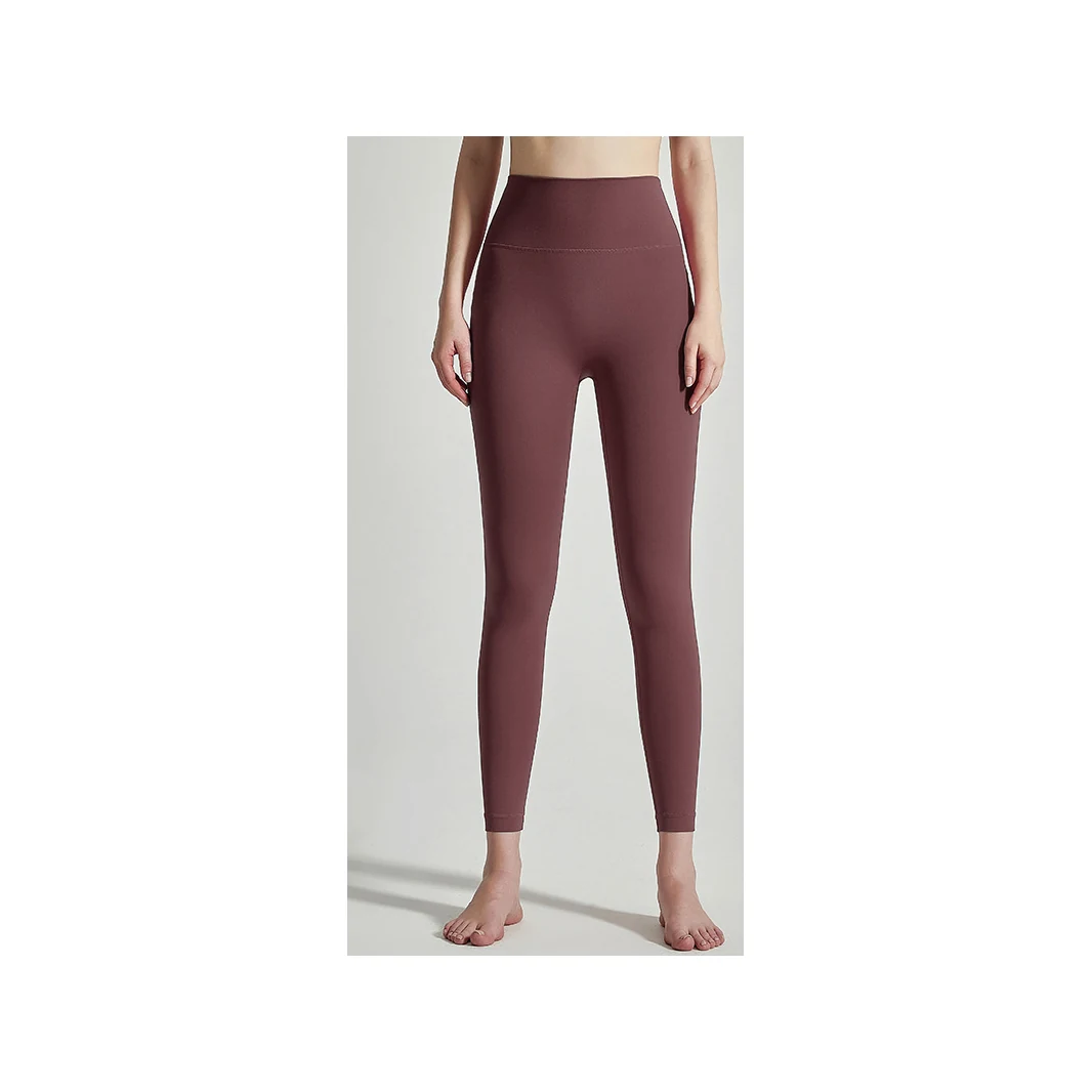 YEEGEM YGCK219 soft-touch high-waist yoga leggings, burgundy front