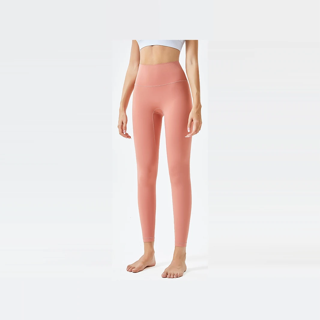 YEEGEM YGCK219 soft-touch high-waist yoga leggings, coral front