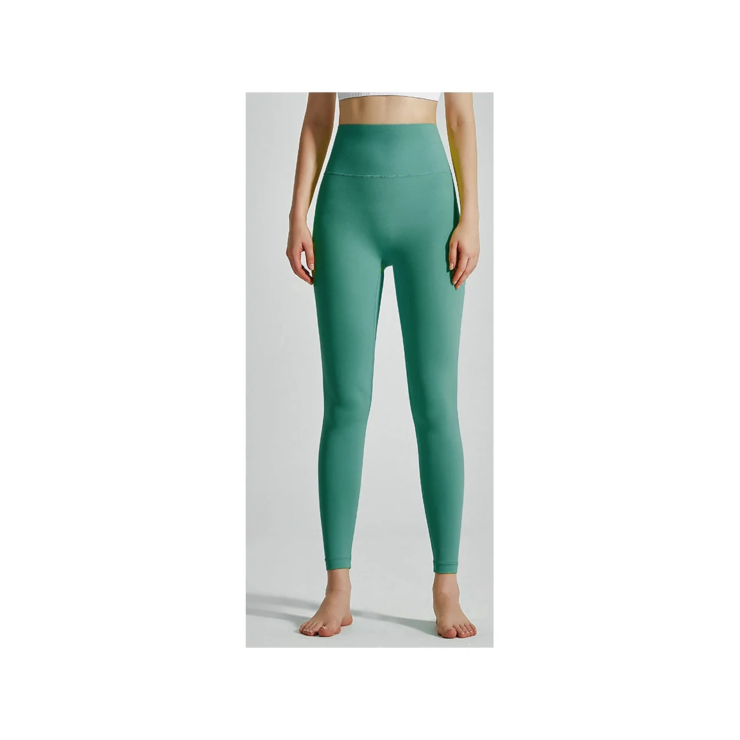 YEEGEM YGCK219 soft-touch high-waist yoga leggings, emerald front