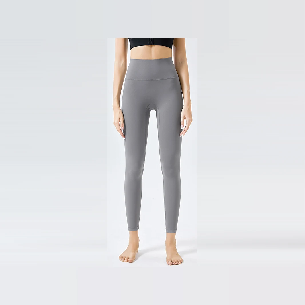 YEEGEM YGCK219 soft-touch high-waist yoga leggings, gray front