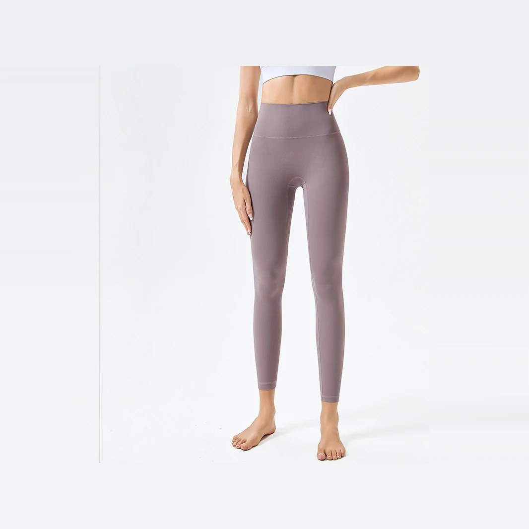 YEEGEM YGCK219 soft-touch high-waist yoga leggings, mauve back