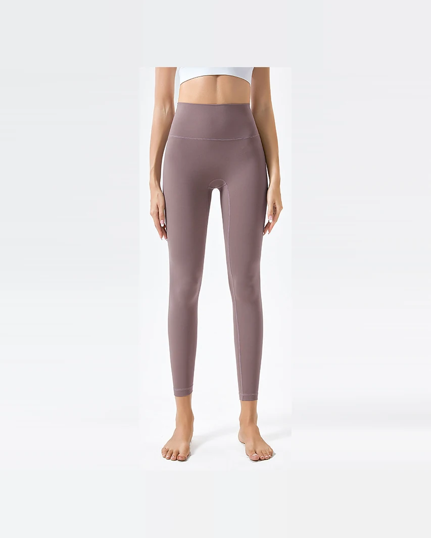 YEEGEM YGCK219 soft-touch high-waist yoga leggings, mauve front
