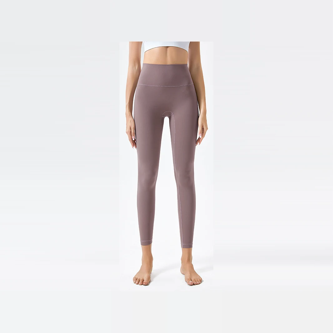 YEEGEM YGCK219 soft-touch high-waist yoga leggings, mauve front