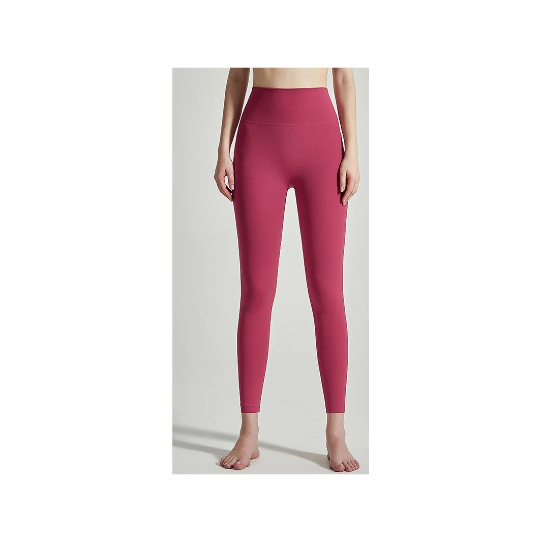 YEEGEM YGCK219 soft-touch high-waist yoga leggings, raspberry front