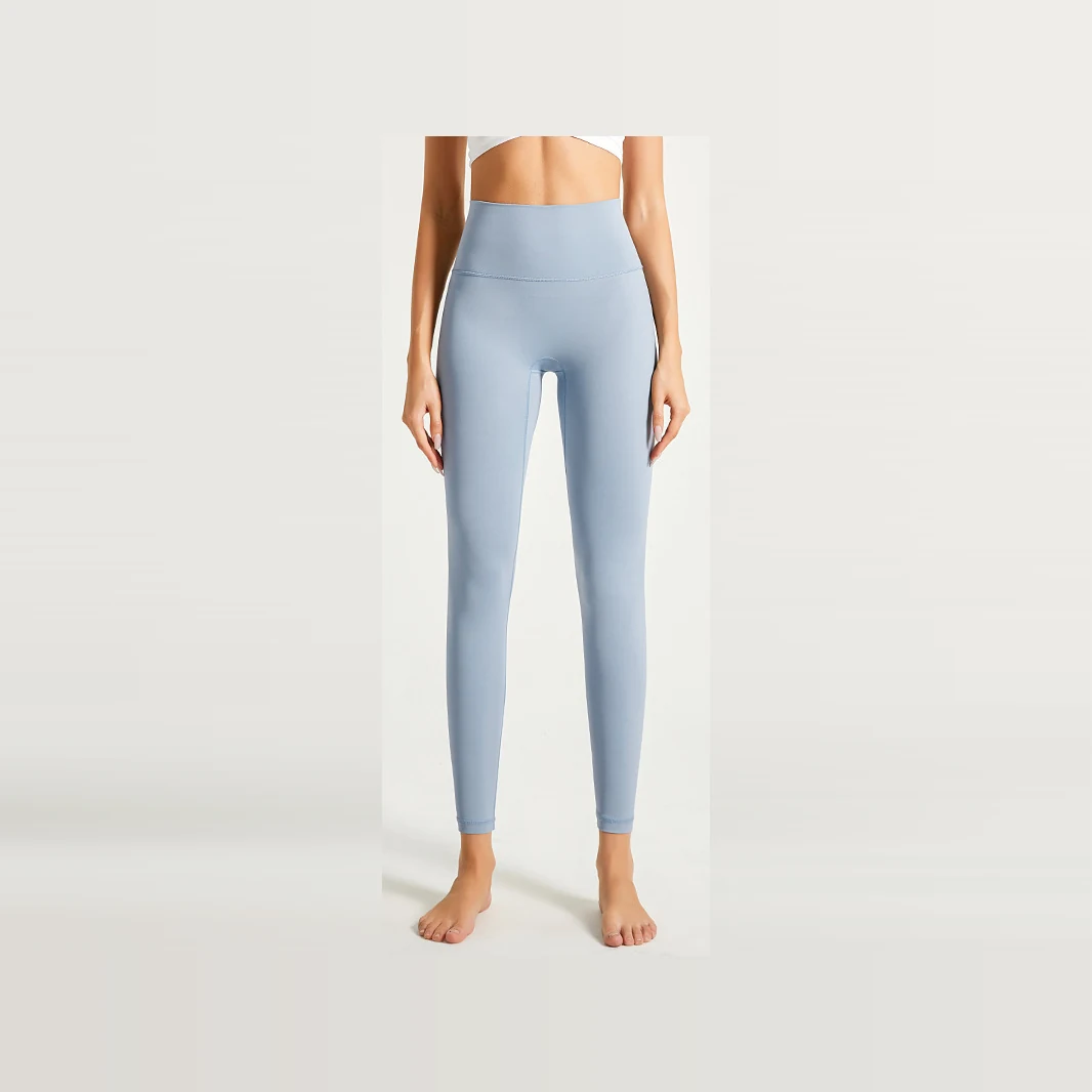 YEEGEM YGCK219 soft-touch high-waist yoga leggings, sky blue front