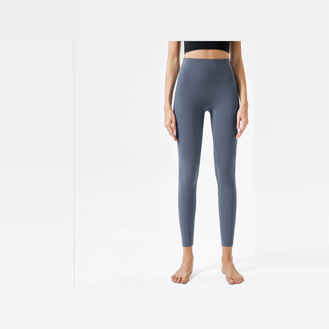 YEEGEM YGCK219 soft-touch high-waist yoga leggings, slate blue front