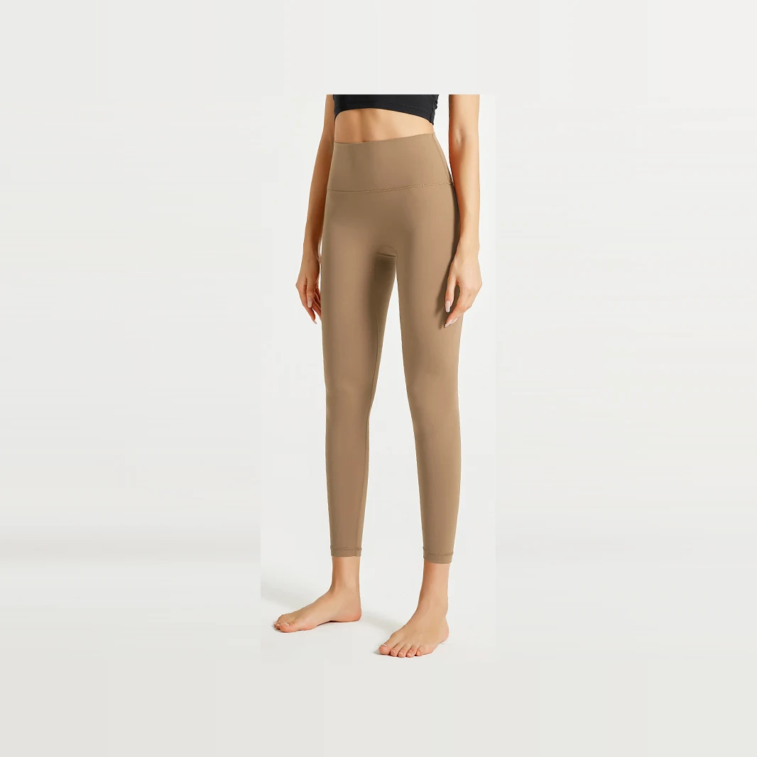 YEEGEM YGCK219 soft-touch high-waist yoga leggings, taupe front