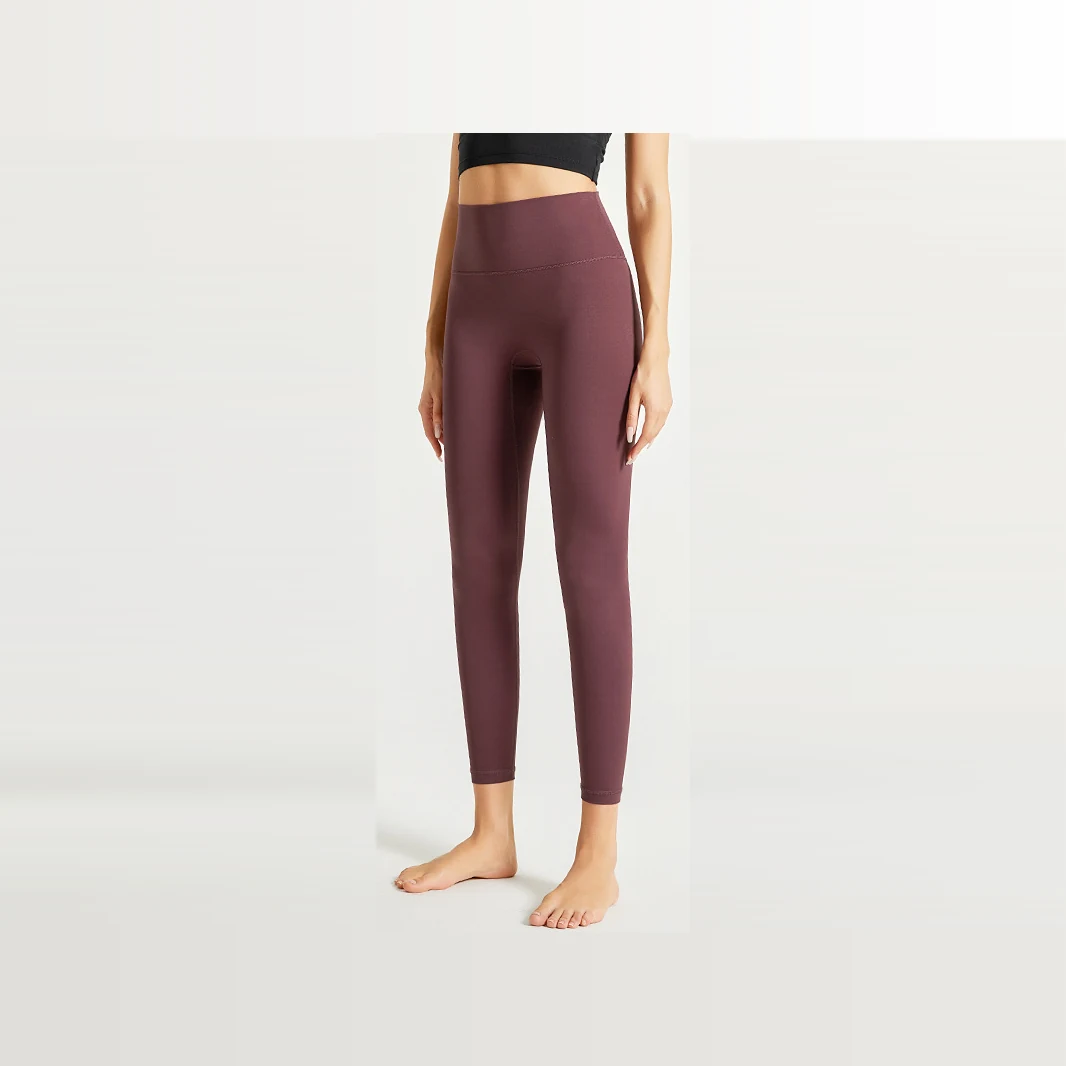 YEEGEM YGCK219 soft-touch high-waist yoga leggings, wine front