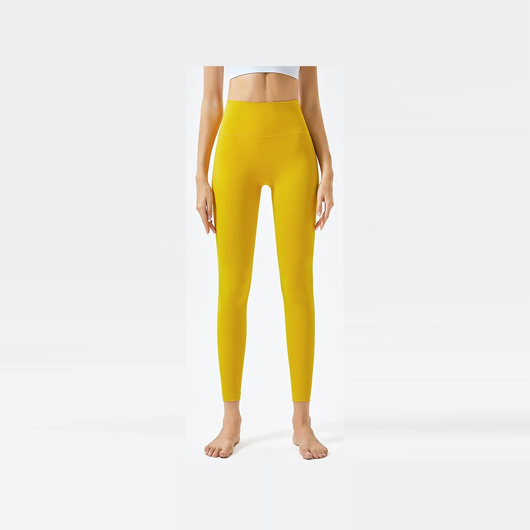 YEEGEM YGCK219 soft-touch high-waist yoga leggings, yellow front