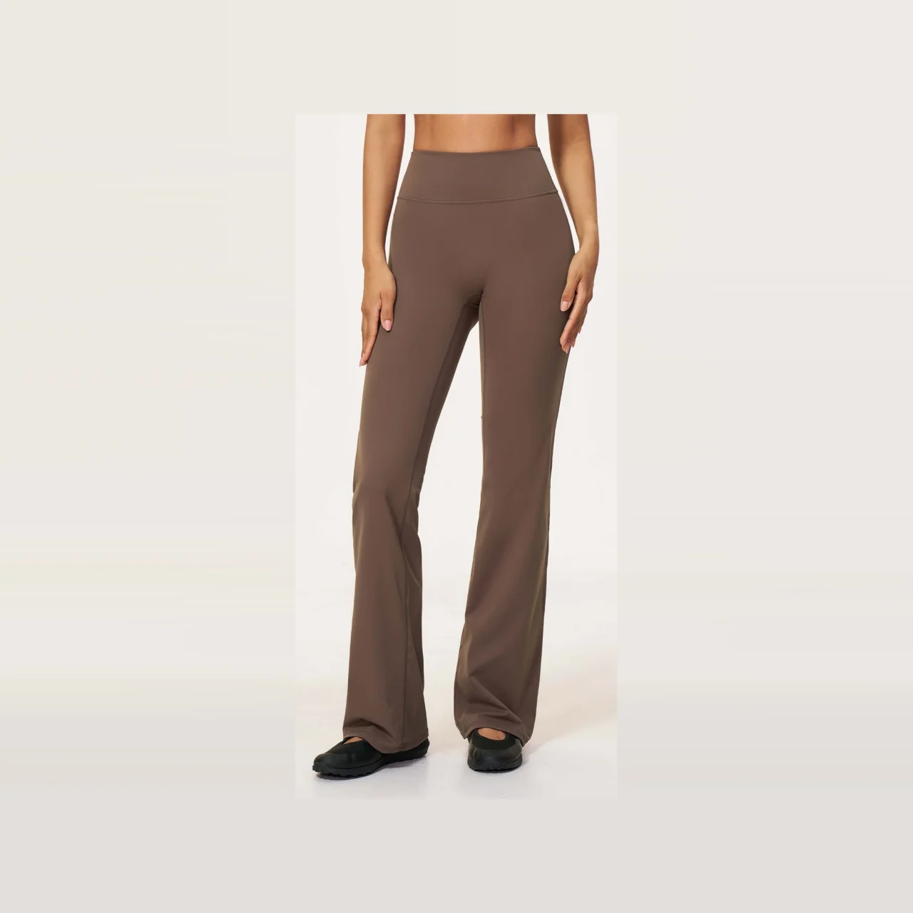 YEEGEM YGCK5061 high-waist flare yoga pants, chocolate — front