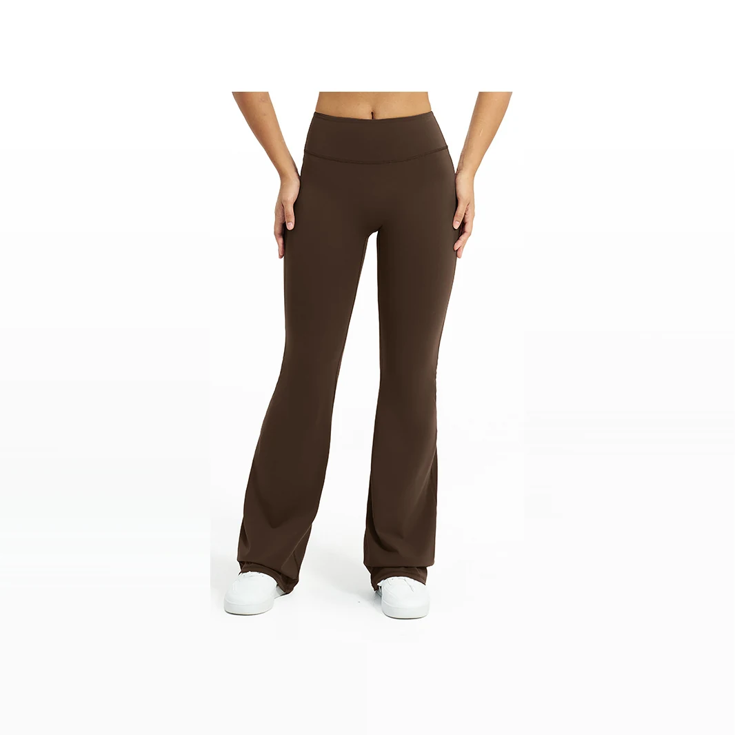 YEEGEM YGCK5061 high-waist flare yoga pants, dark coffee — front
