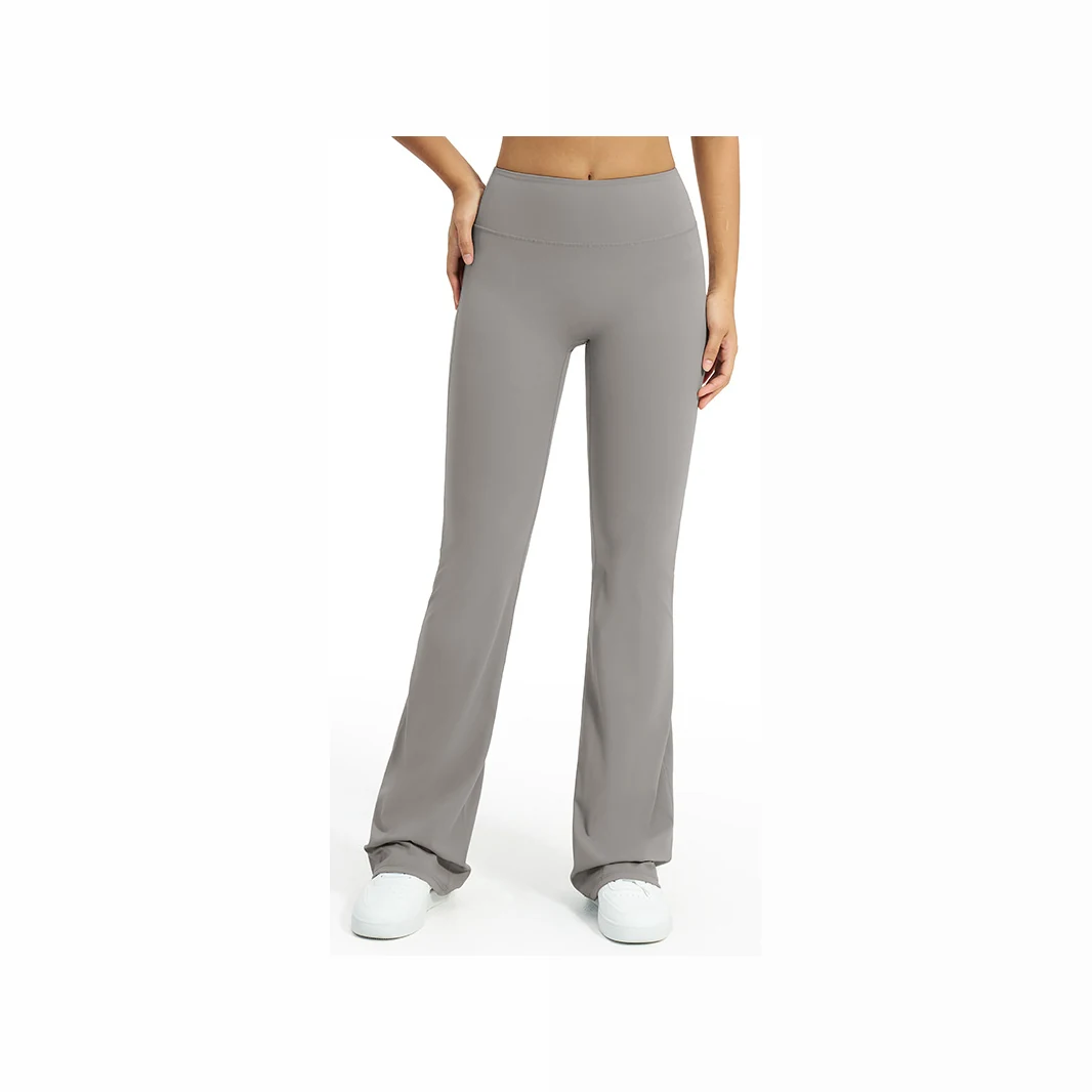 YEEGEM YGCK5061 high-waist flare yoga pants, frost gray — front