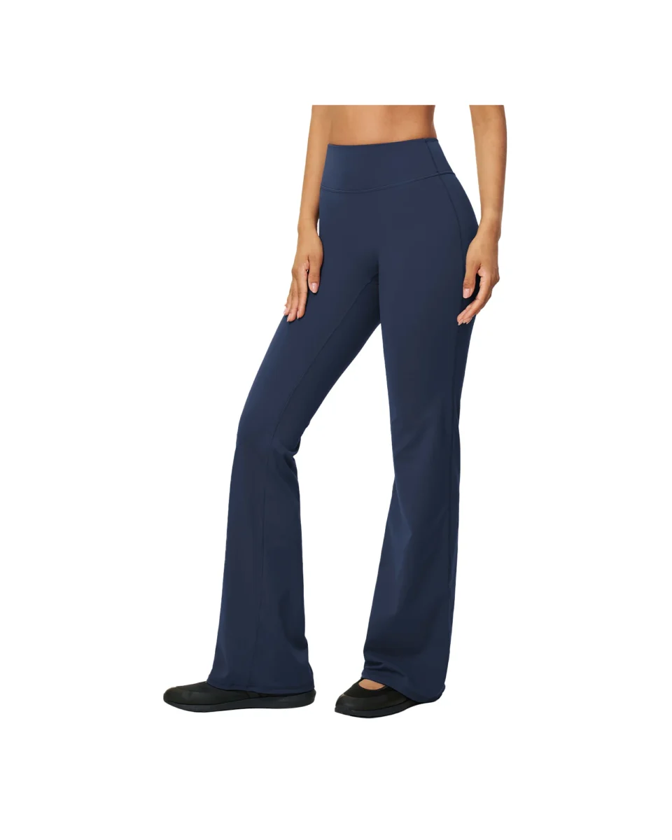 YEEGEM YGCK5061 high-waist flare yoga pants, navy — front