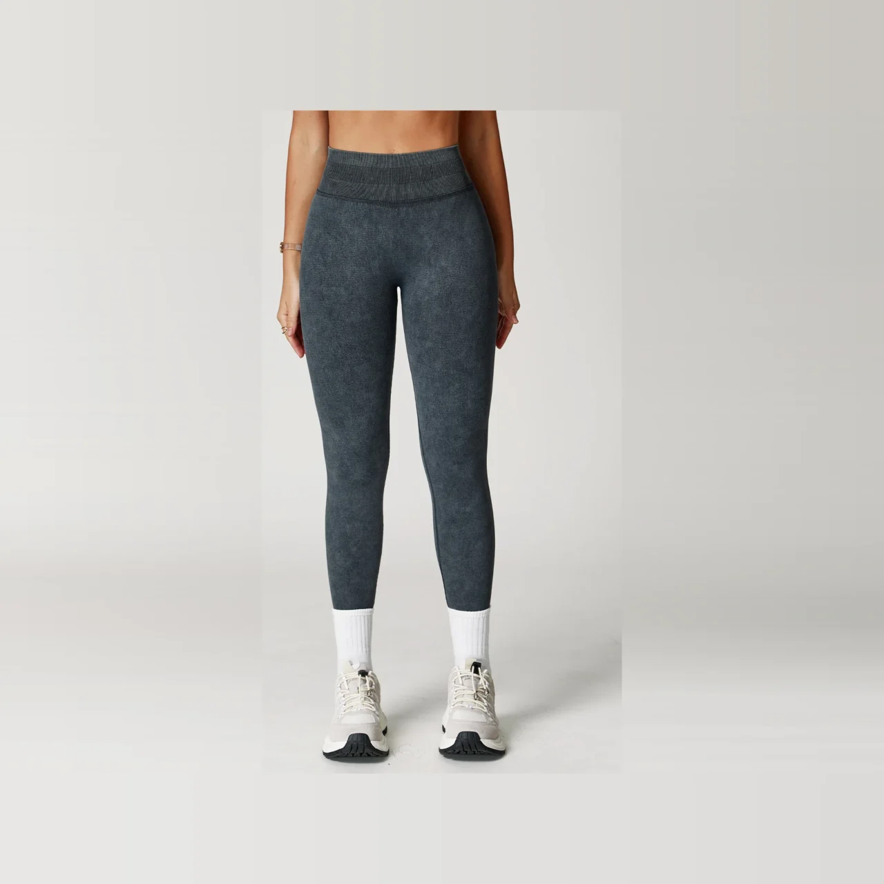 YEEGEM YGCK5064 washed seamless sculpting leggings, charcoal front