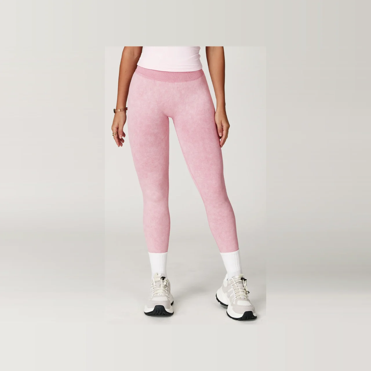 YEEGEM YGCK5064 washed seamless sculpting leggings, pink front