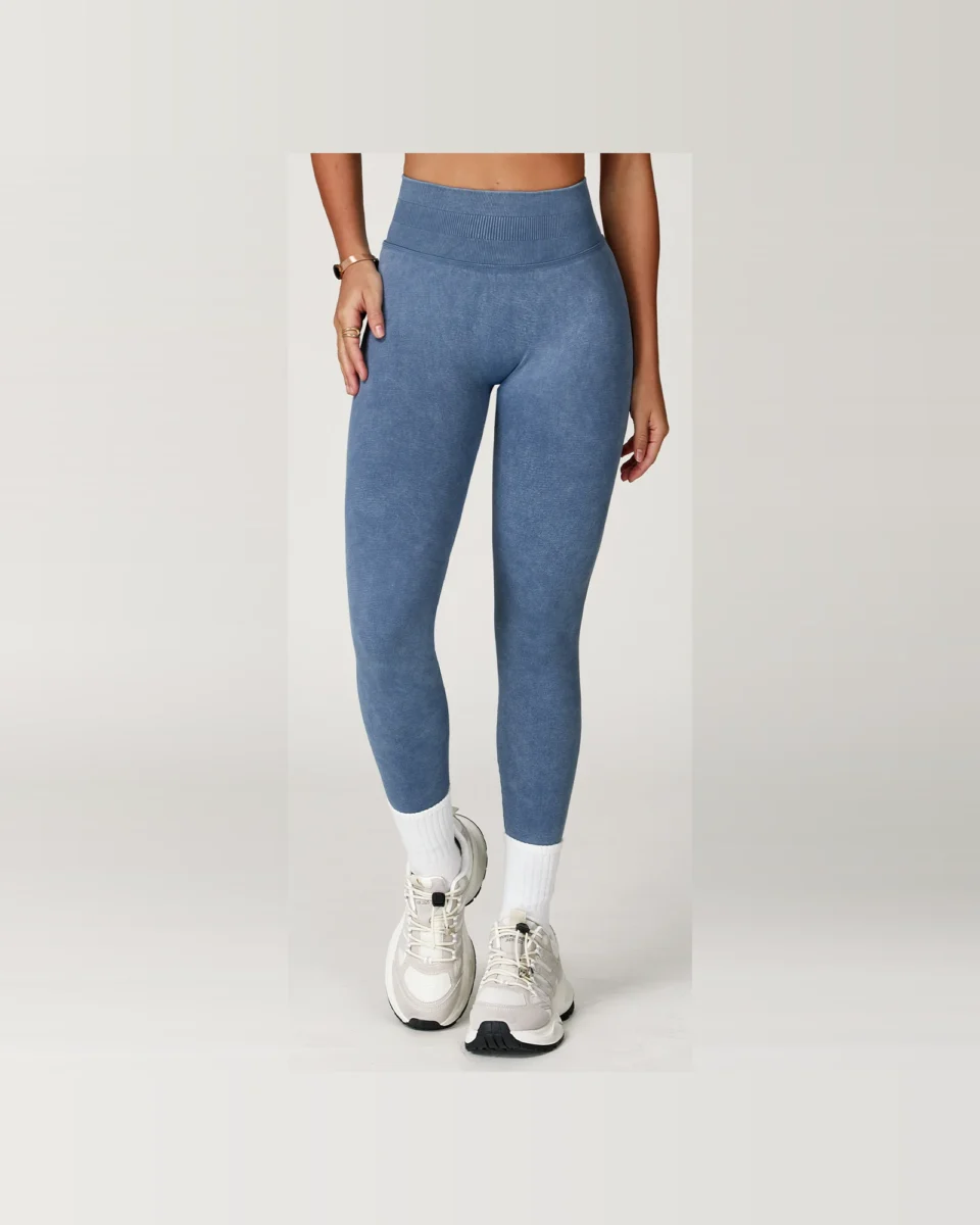 YEEGEM YGCK5064 washed seamless sculpting leggings, washed blue front