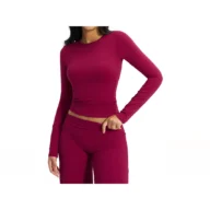 YEEGEM YGCX8519 fitted long-sleeve active top, berry front