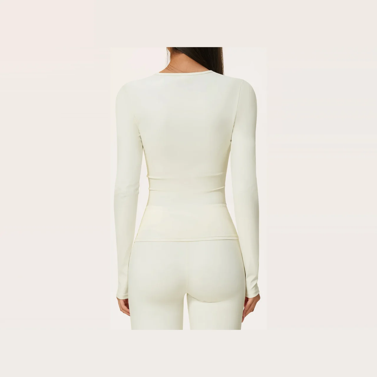 YEEGEM YGCX8519 fitted long-sleeve active top, ivory back