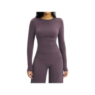 YEEGEM YGCX8519 fitted long-sleeve active top, plum front