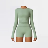 YEEGEM YGCX8519 fitted long-sleeve active top, sage front