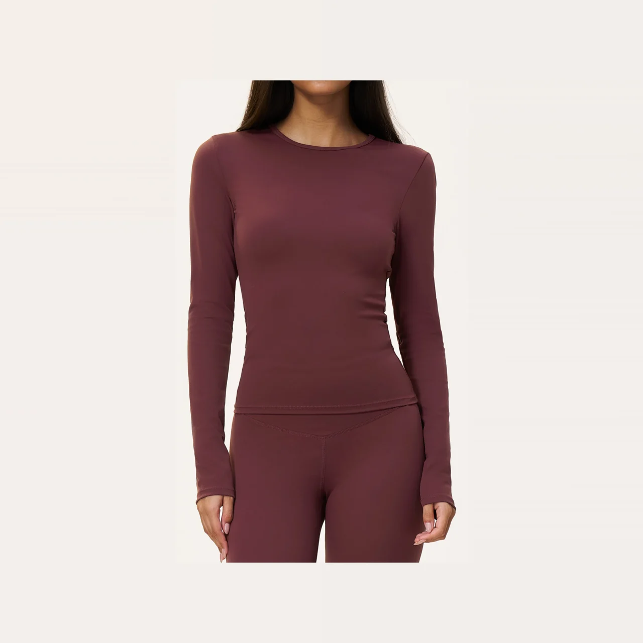 YEEGEM YGCX8519 fitted long-sleeve active top, wine front
